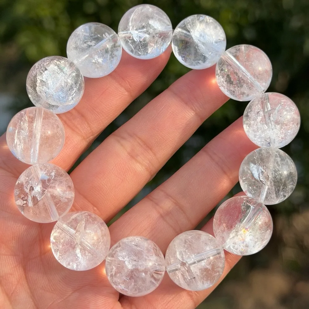 17mm chunky stretchable rainbow clear quartz bracelet 1107